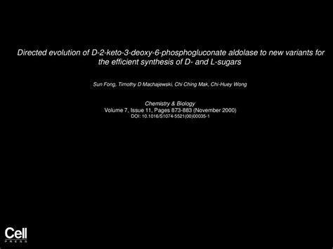 Directed Evolution Of D Keto Deoxy Phosphogluconate Aldolase To