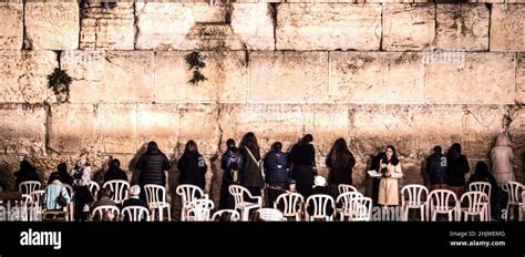 Jerusalem - Jews at prayer at the Western Wall of the Temple Mount by ...