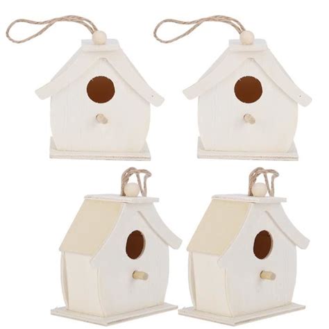 Shipenophy Nichoir à oiseaux Mini maison d oiseaux en bois suspendue 4