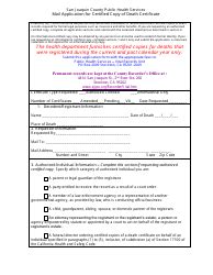 San Joaquin County California Mail Application For Certified Copy Of