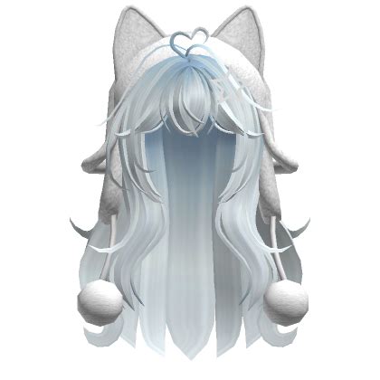 Cute Wolfcut Hair W Cat White Ushanka Light Blue Roblox Item