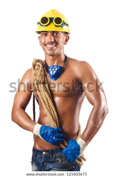 Naked Construction Worker On White Shutterstock