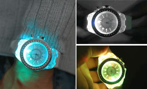 Led Flash Luminous 7 Color Light Wrist Watch Jewel Garden