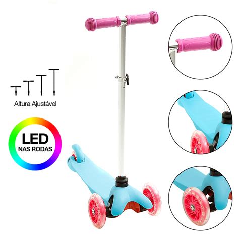 Brinquedo Infantil Patinete Rodas Masculino Led Azul Bbr Toys