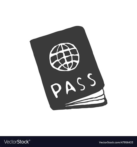 Passport Drawing Pass Handdrawn Royalty Free Vector Image