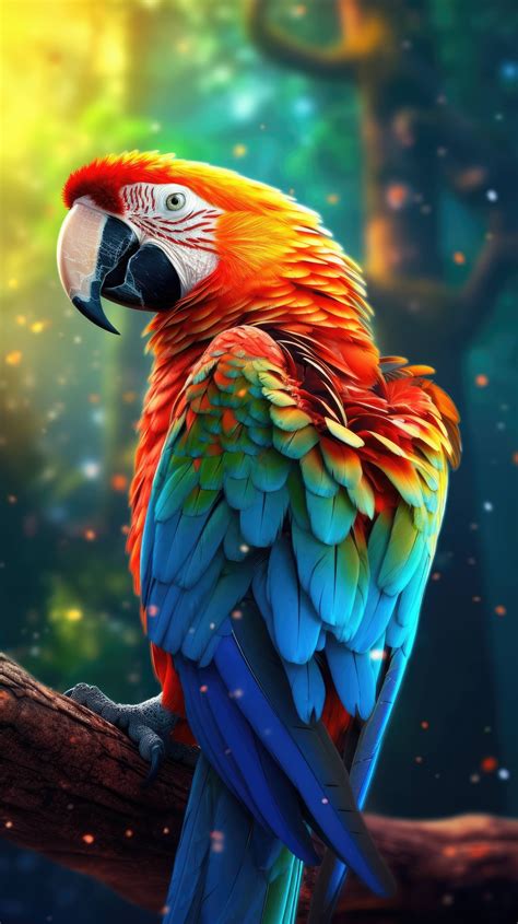 A 4k Ultra Hd Mobile Wallpaper Showcasing A Colorful And Exotic Macaw Perched On A Branch