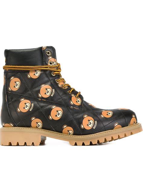 Lyst Moschino Teddy Bear Quilted Hiking Boots In Black