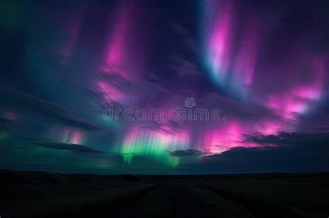 Dramatic Sky with Electric Blue Flares and Pink Aurora Stock Illustration - Illustration of ...