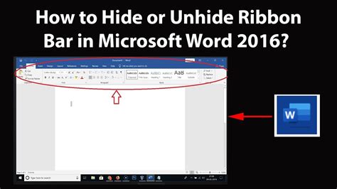 How To Hide Or Unhide Ribbon Bar In Microsoft Word Youtube