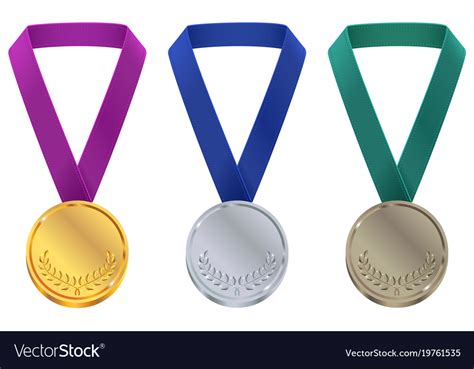 Gold silver and bronze medal at winter olympic Vector Image