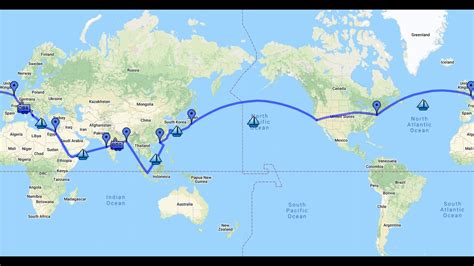 Around The World In 80 Days Route Map United States Map