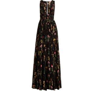 No Floral Print Sheer Panel Silk Maxi Dress Silk Maxi Dress