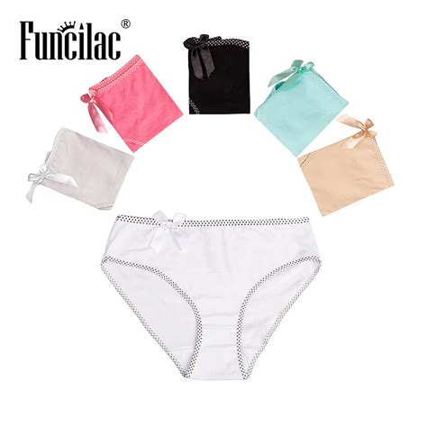 Funcilac Women Panties Sexy Cotton Underwear Bow Cute Briefs Seamless