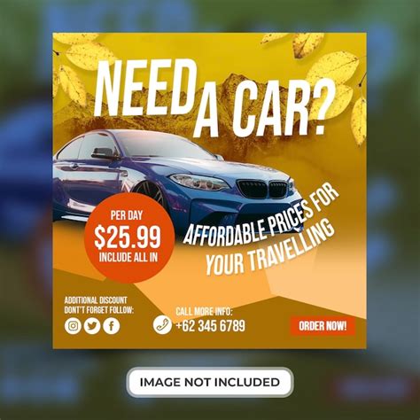 Premium Psd Car Rental Promotion Social Media Instagram Post Banner