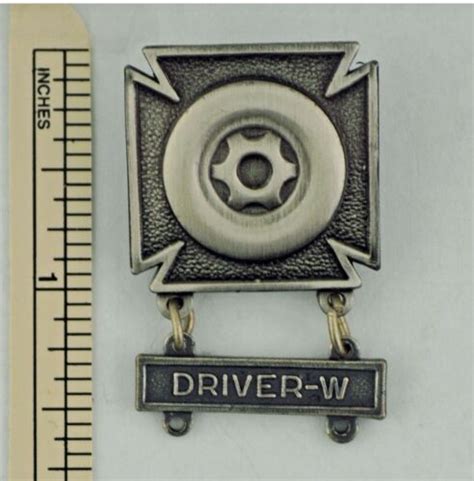 U S Army Driver Badge With W Bar Tab Driver W For Wheeled Vehicles Ebay