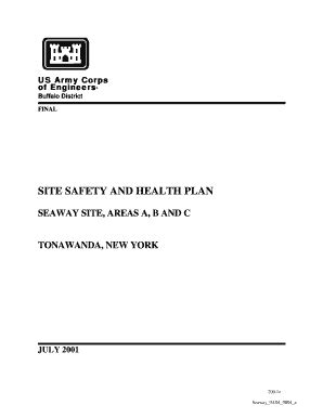 Fillable Online Lrb Usace Army SITE SAFETY AND HEALTH PLAN Lrb Usace