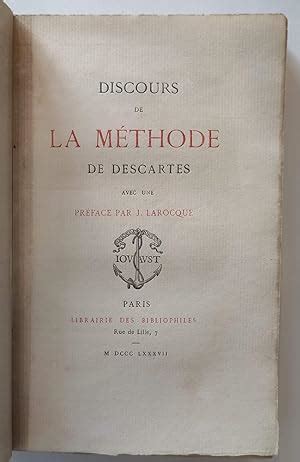 Discours de la méthode de Descartes von Descartes René J Larocque