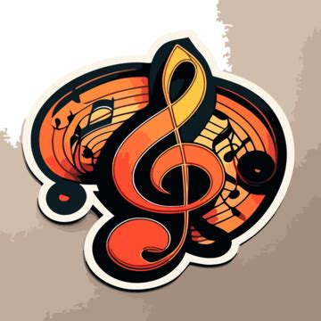 An Orange Treble Note Sticker Vector Music Clipart Sticker Design