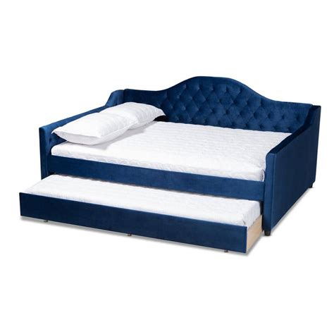 Baxton Studio Perry Royal Blue Queen Trundle Daybed 156 9452 Hd The