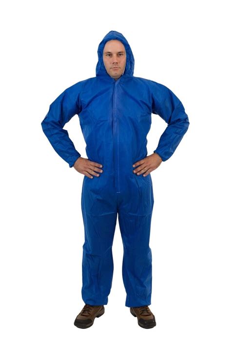 International Enviroguard Blue SMS Coverall With Attached Hood Elastic