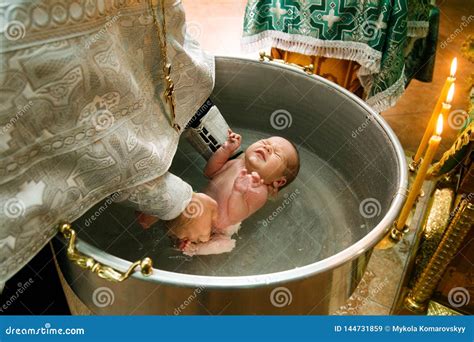 Baptism Ceremony In Church Editorial Stock Image Image Of Priest