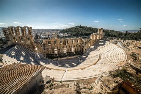 Teatro Do Atticus De Herodes Acr Pole De Atenas Gr Cia Foto De Stock