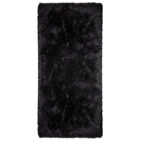 Latepis Faux Sheepskin Fur Furry Black 2 Ft X 10 Ft Fuzzy Cozy Area