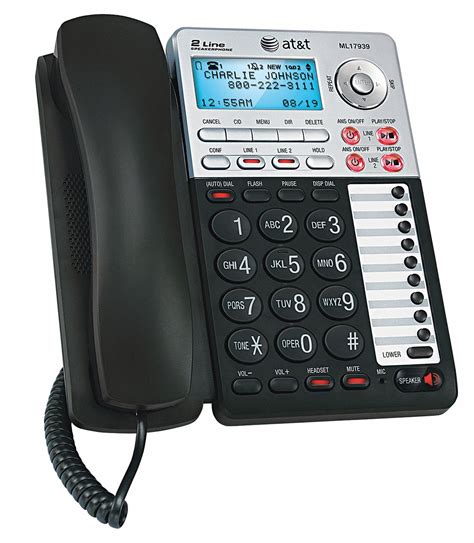 AT&T Corded Phone w/Answering Machine, 2 Line - 43RN69|ML17939 - Grainger