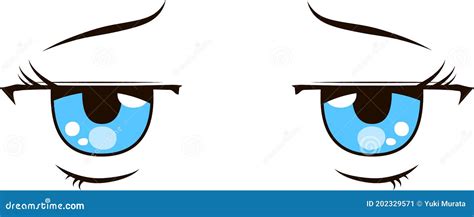 Cute Anime Style Eyes With A Sad Expression Stock Vector Illustration