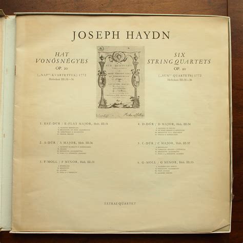 Backside Haydn 6 String Quartets Op 20 Sun Quartets 1772 Tatrai