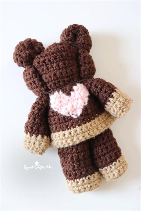 Crochet Teddy Bear Folded Lovey Blanket Repeat Crafter Me