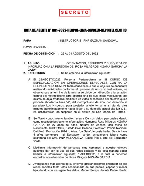 Nota De Agente Chita Nota De Agente Nota De Agente N