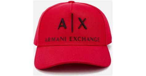 Armani Exchange Cotton Logo Cap in Red for Men - Lyst
