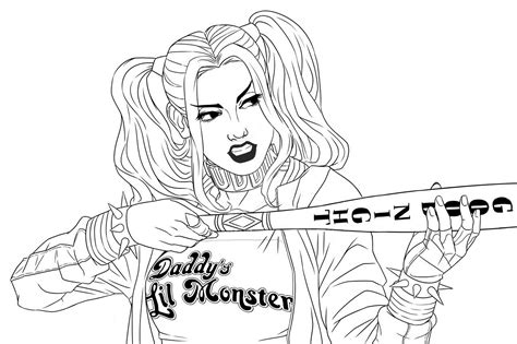 Harley Quinn Suicide Squad Coloring Page Free Printable Coloring