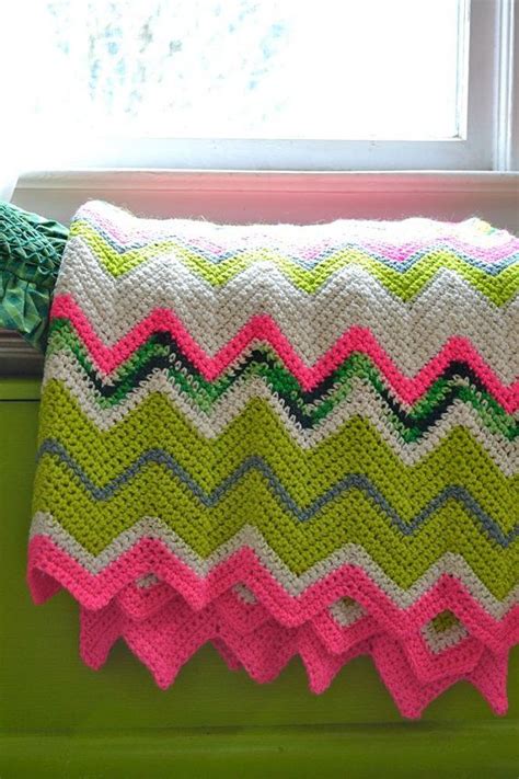 Retro Neon Pink And Lime Green Afghan Blanket