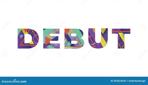 Debut Concept Retro Colorful Word Art Illustration Stock Vector