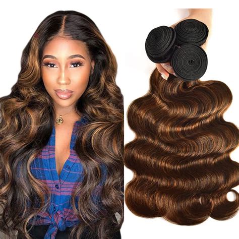 Amazon Dark Brown Bundles Highlight Hair Bundle P Body Wave