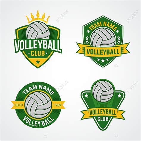 Logo Design Set Vector Art PNG, Set Of Volleyball Logo Designs With Shield, Logo, Volleyball ...