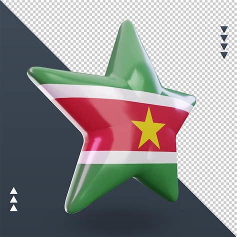 Bandeira 3d Estrela Do Suriname Renderizando A Vista Esquerda PSD Premium