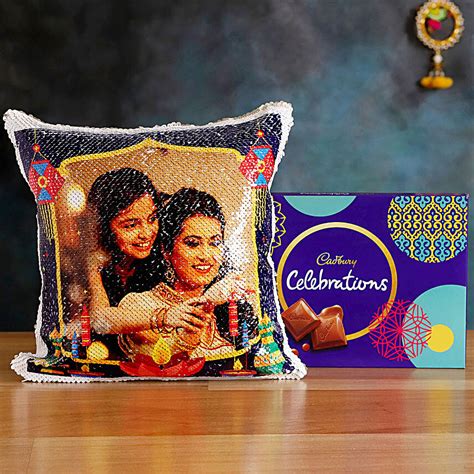 Buy Send Personalised Sequin Cushion Cadbury Celebrations Online Fnp