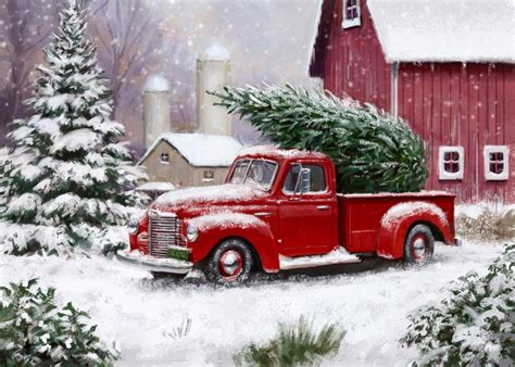 Red Truck Christmas Decoration Wallpapers Wallpaper Cave