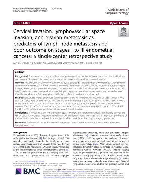 PDF Cervical Invasion Lymphovascular Space Invasion And Ovarian