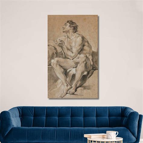 Academy Of Seated Nude Man Representing Mars François Boucher ภาพพมพ