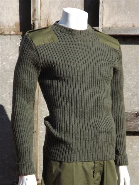 Genuine Britishbelgian Army Wool Jumper Crew Neck Olive Green Surplus