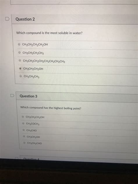 Solved D Question Which Compound Is The Most Soluble In Chegg