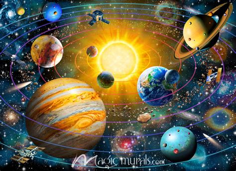 Ringed Solar System Wallpaper Wall Mural By Magic Murals