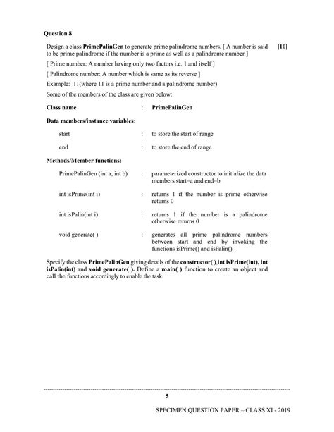 Isc Class 11 Specimen Computer Science Sample Papers 2023 Indcareer Docs