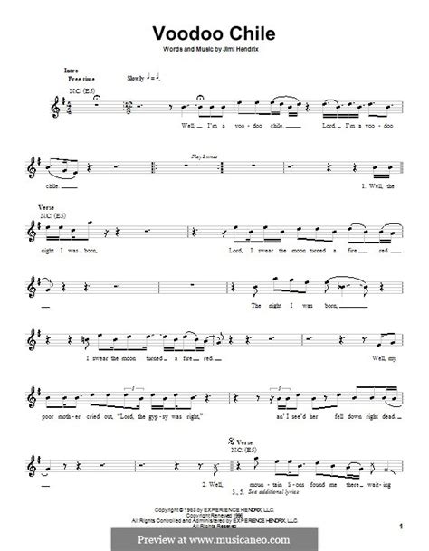 Voodoo Chile By J Hendrix Sheet Music On Musicaneo
