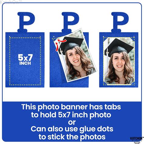 Katchon Blue Graduation Photo Banner Large Feet Felt Proud