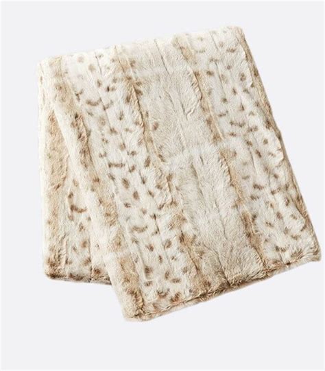 Faux Fur Throw Blanket Leopard Print Soft Beige Last Aristocrat